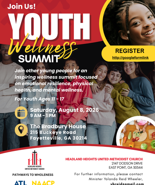 Empower your mind, body, and future at the Youth Wellness Summit! This engaging event is designed for youth ages 11–17 and will feature inspiring conversations and activities centered on emotional resilience, physical health, and mental wellness.